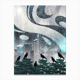 Crows In The Snow Canvas Print