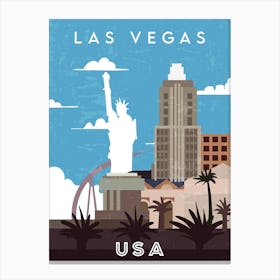Las Vegas, USA — Retro travel minimalist poster 1 Canvas Print