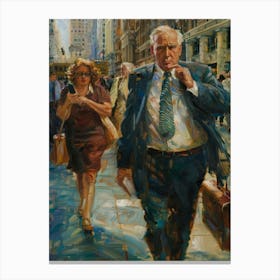 Businessman Walking Down The Street Canvas Print