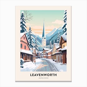 Vintage Winter Travel Poster Leavenworth Washington 4 Canvas Print