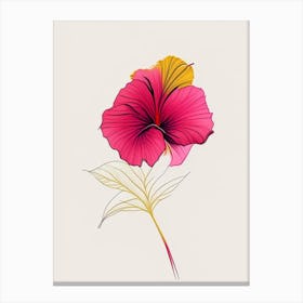 Hibiscus Floral Minimal Line Drawing 3 Flower Canvas Print