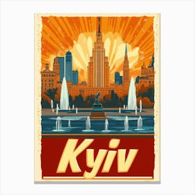 Aihrgdesign A Retro Travel Poster For Kyiv 4 Canvas Print