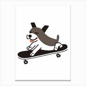 Brown Dog On A Skateboard Canvas Print