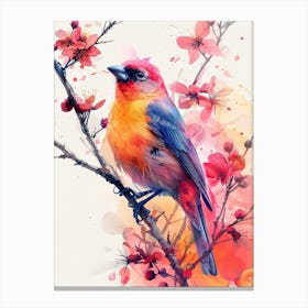 Bird In Blossom Canvas Print