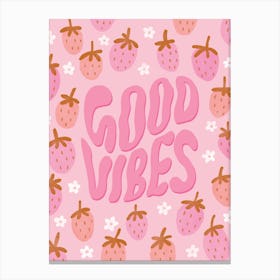Retro Good Vibes Strawberry Pink Canvas Print