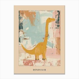 Muted Mustard Dinosaur Painting Poster Canvas Print