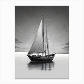 Sailboat In Black And White Canvas Print