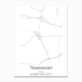 Tiszavasvari,Hungary Minimalist Map Canvas Print