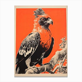 Harpy Eagle, Woodblock Animal Drawing 1 Canvas Print