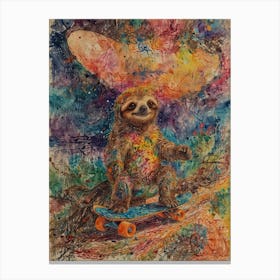 Sloth On A Skateboard 9 Canvas Print