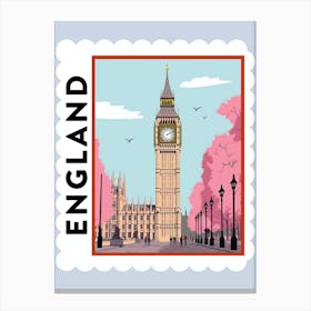 England Travel Stamp Poster Canvas Print