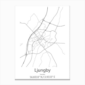 Ljungby,Sweden Minimalist Map Canvas Print