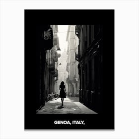 Poster Of Genoa, Italy,, Mediterranean Black And White Photography Analogue 3 Canvas Print