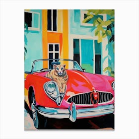 Mg Mgb Vintage Car With A Cat, Matisse Style Painting 1 Canvas Print