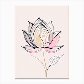 Lotus Flower Pattern Minimal Line Drawing 1 Canvas Print