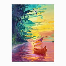 Boat At Sunset Canvas Print