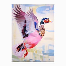 Pink Ethereal Bird Painting Wood Duck 1 Canvas Print