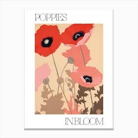 Poppies In Bloom Flowers Bold Illustration 3 Canvas Print