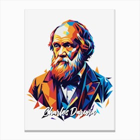 Charles Darwin 1 Portrait WPAP Pop Art Canvas Print