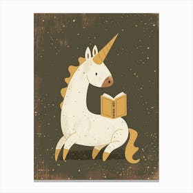 Unicorn Reading A Book Muted Pastels 2 Canvas Print
