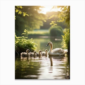 Family Swans Canvas Print