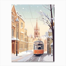 Vintage Winter Travel Illustration Bath United Kingdom 1 Canvas Print