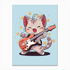 Cat Playing Guitar Canvas Print