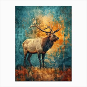 Elk In The Grass Canvas Print