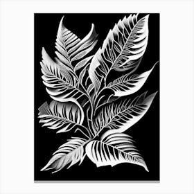 Cassia Leaf Linocut 1 Canvas Print