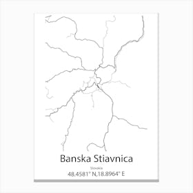 Banska Stiavnica,Slovakia Minimalist Map Canvas Print