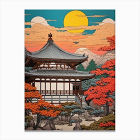 Ginkaku Ji, Japan Vintage Travel Art 2 Canvas Print