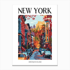 Greenwich Village New York Colourful Silkscreen Illustration 2 Poster Canvas Print