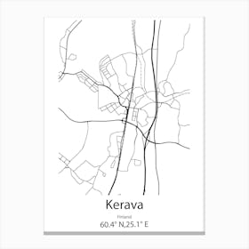 Kerava,Finland Minimalist Map Canvas Print