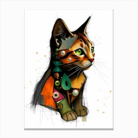 Purrplexing Palette: An Abstract Cat Portrait Canvas Print