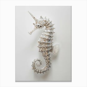 White Seahorse with glitter Canvas Print