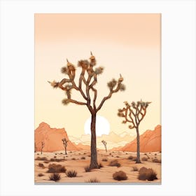  Minimalist Joshua Trees At Dawn In Desert Line Art 2 Canvas Print