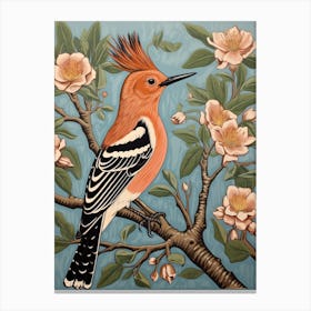 Vintage Bird Linocut Hoopoe 4 Canvas Print