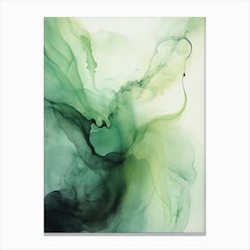 Sage Green And Black Flow Asbtract Painting 1 Canvas Print