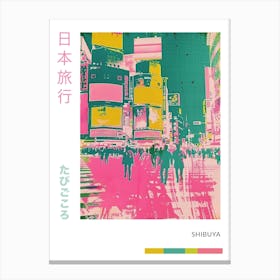 Shibuya Crossing In Tokyo Duotone Silk Screen Poster 1 Canvas Print