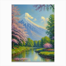 Mt Fuji Cherry Blossoms Mount Fuji Japan 2 Canvas Print