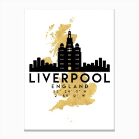 Liverpool England Silhouette City Skyline Map Canvas Print