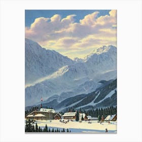 Garmisch Partenkirchen, Germany Ski Resort Vintage Landscape 3 Skiing Poster Canvas Print