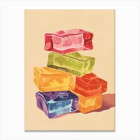Stacked Colourful Jelly Beige Illustration 3 Canvas Print
