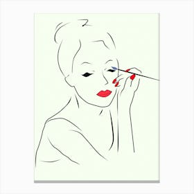 Woman doing makeup 1 Canvas Print