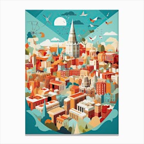 Madrid, Spain, Geometric Illustration 1 Canvas Print