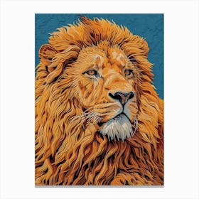 Barbary Lion Relief Illustration Male 2 Canvas Print
