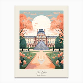 The Louvre   Paris, France   Cute Botanical Illustration Travel 1 Poster Canvas Print