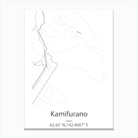 Kamifurano,Japan Minimalist Map Canvas Print