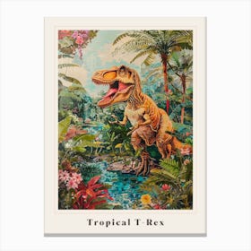 T Rex In A Tropical Forest Poster Canvas Print