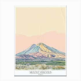 Mount Vesuvius Italy Color Line Drawing 6 Poster Canvas Print